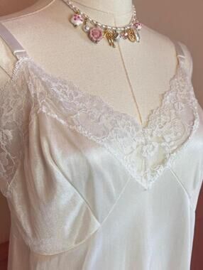 lacey white slip dress slipperfiction sz 42 vintage usa coquette lolita dollette